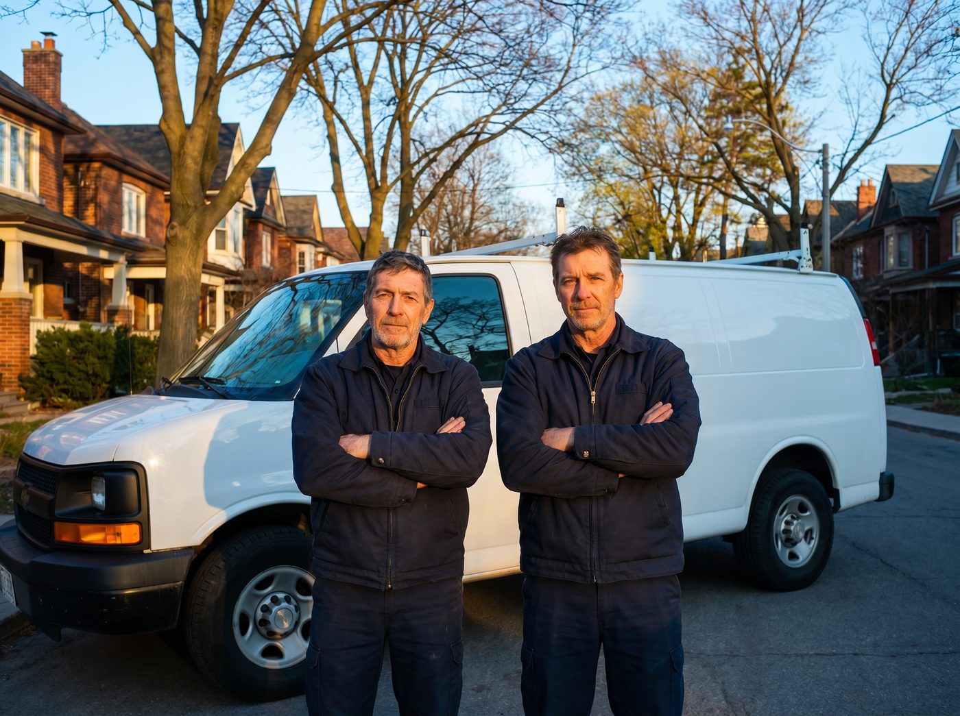 Drain Force crew in front of their service van